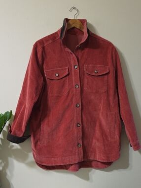 Unbranded Corduroy Women's Shacket - Rust Orange/ Brown Accents - PTP 23" M/L